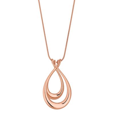 Rose gold double peardrop twist necklace